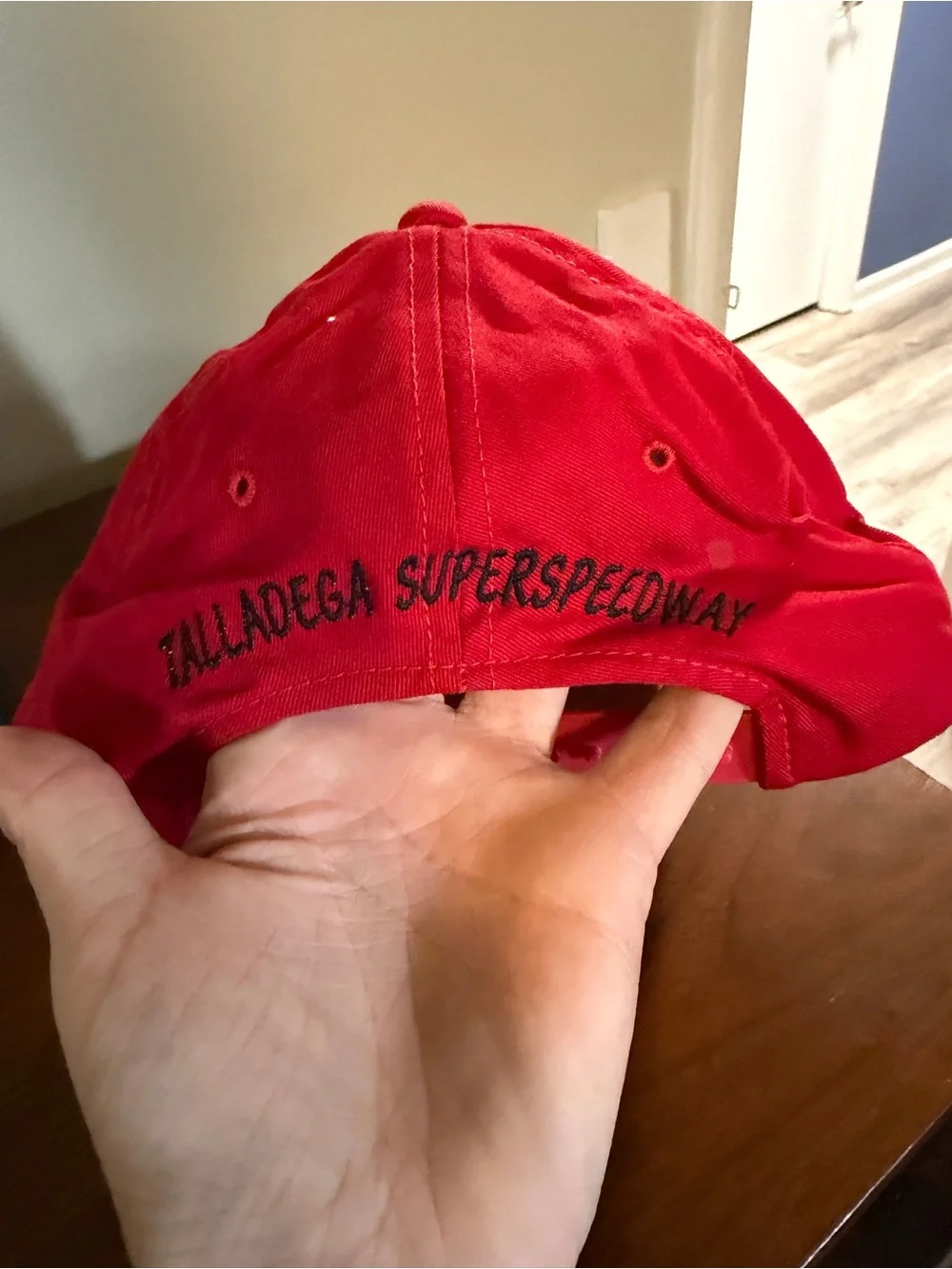 Talldega super seed way  Red Baseball Cap with White 'T' Accent